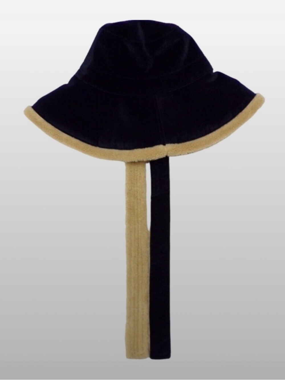 Tuckernuck Women's Fleece Reversible Hat Navy Velvet + Beige NWT One Size OS